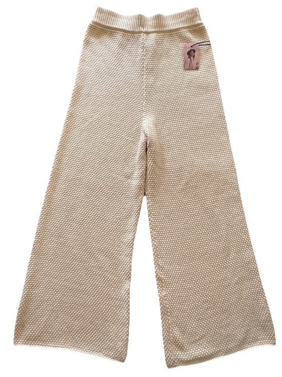 Sincerly Jules Pants - Sincerely Jules Knit Wide Leg Lounge Pants Cream Textured Cozy M NWT Beach